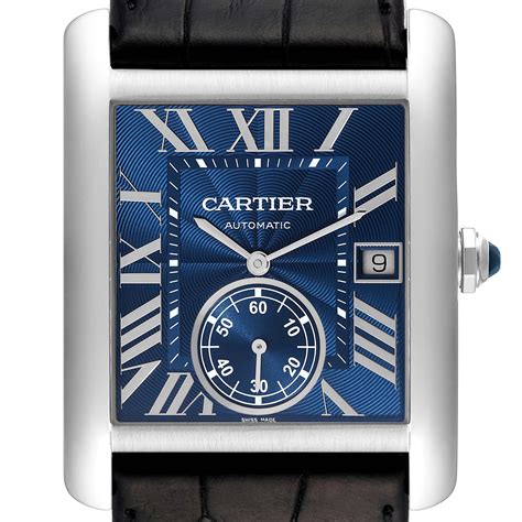 cartier tank mc blue dial|cartier 1904 tank mc.